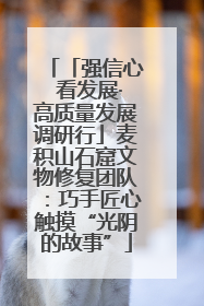 「强信心 看发展·高质量发展调研行」麦积山石窟文物修复团队：巧手匠心触摸“光阴的故事”