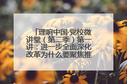 理响中国·党校微讲堂（第二季）第一讲：进一步全面深化改革为什么要聚焦推进中国式现代化