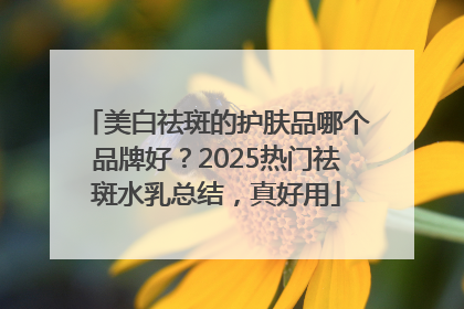美白祛斑的护肤品哪个品牌好？2025热门祛斑水乳总结，真好用