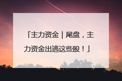 主力资金｜尾盘，主力资金出逃这些股！