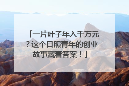 一片叶子年入千万元？这个日照青年的创业故事藏着答案！