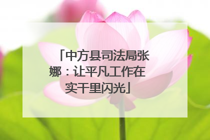 中方县司法局张娜：让平凡工作在实干里闪光