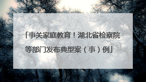 事关家庭教育！湖北省检察院等部门发布典型案（事）例