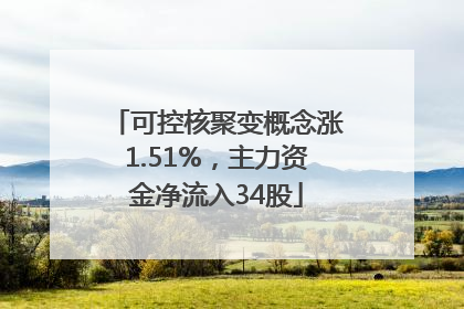 可控核聚变概念涨1.51%，主力资金净流入34股