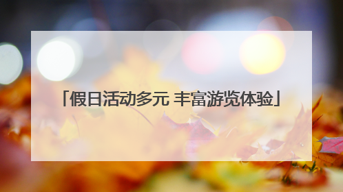 假日活动多元 丰富游览体验