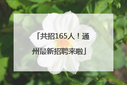 共招165人！通州最新招聘来啦