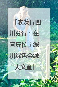 农发行四川分行：在宜宾长宁深耕绿色金融大文章