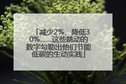 减少2%、降低30%……这些跳动的数字勾勒出他们节能低碳的生动实践