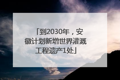 到2030年，安徽计划新增世界灌溉工程遗产1处