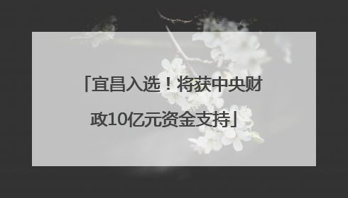 宜昌入选！将获中央财政10亿元资金支持
