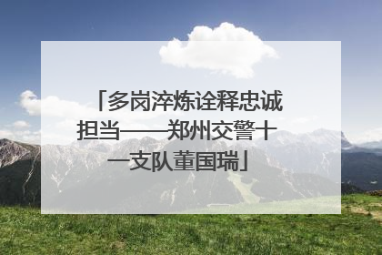 多岗淬炼诠释忠诚担当——郑州交警十一支队董国瑞