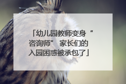 幼儿园教师变身“咨询师” 家长们的入园困惑被承包了