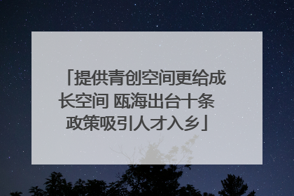 提供青创空间更给成长空间 瓯海出台十条政策吸引人才入乡