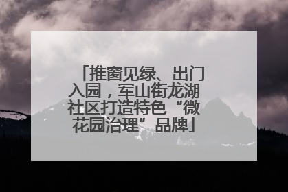 推窗见绿、出门入园，军山街龙湖社区打造特色“微花园治理”品牌