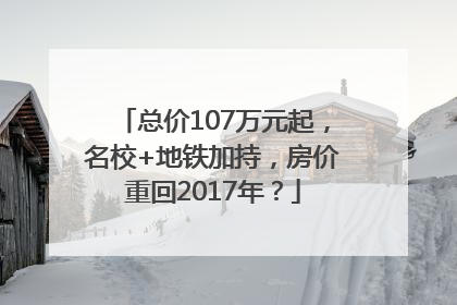 总价107万元起，名校+地铁加持，房价重回2017年？
