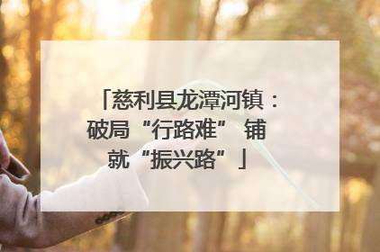 慈利县龙潭河镇：破局“行路难” 铺就“振兴路”