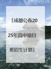 成都公布2025年高中项目班招生计划