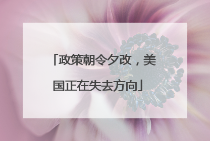 政策朝令夕改，美国正在失去方向