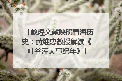 敦煌文献映照青海历史：黄维忠教授解读《吐谷浑大事纪年》