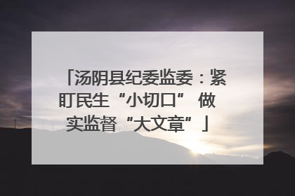 汤阴县纪委监委：紧盯民生“小切口” 做实监督“大文章”