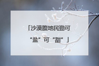 沙漠腹地民勤可“盐”可“甜”