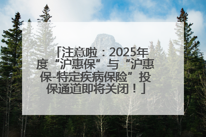 注意啦：2025年度“沪惠保”与“沪惠保-特定疾病保险”投保通道即将关闭！