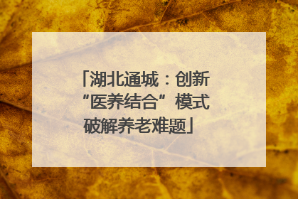 湖北通城：创新 “医养结合”模式 破解养老难题