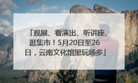 观展、看演出、听讲座、逛集市！5月20日至26日，云南文化馆里玩场多