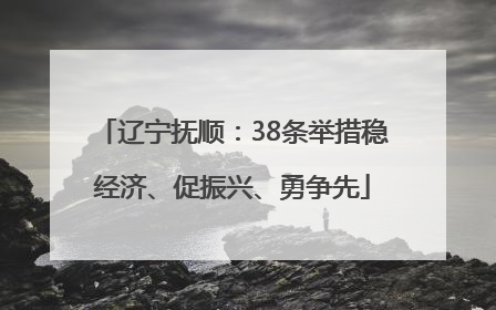 辽宁抚顺：38条举措稳经济、促振兴、勇争先
