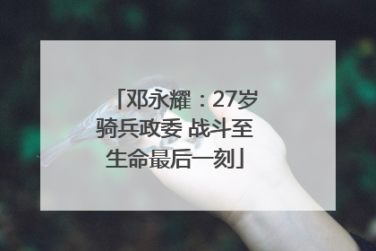 邓永耀：27岁骑兵政委 战斗至生命最后一刻
