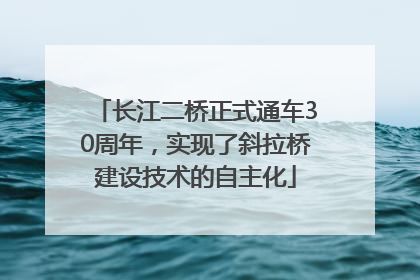 长江二桥正式通车30周年，实现了斜拉桥建设技术的自主化